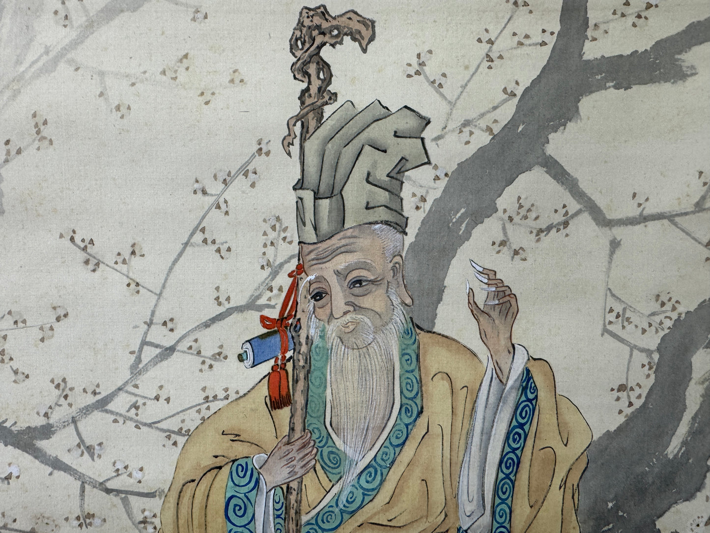 Y10159 KAKEJIKU Hanging scroll Jurojin God of Longevity signed Japan antique