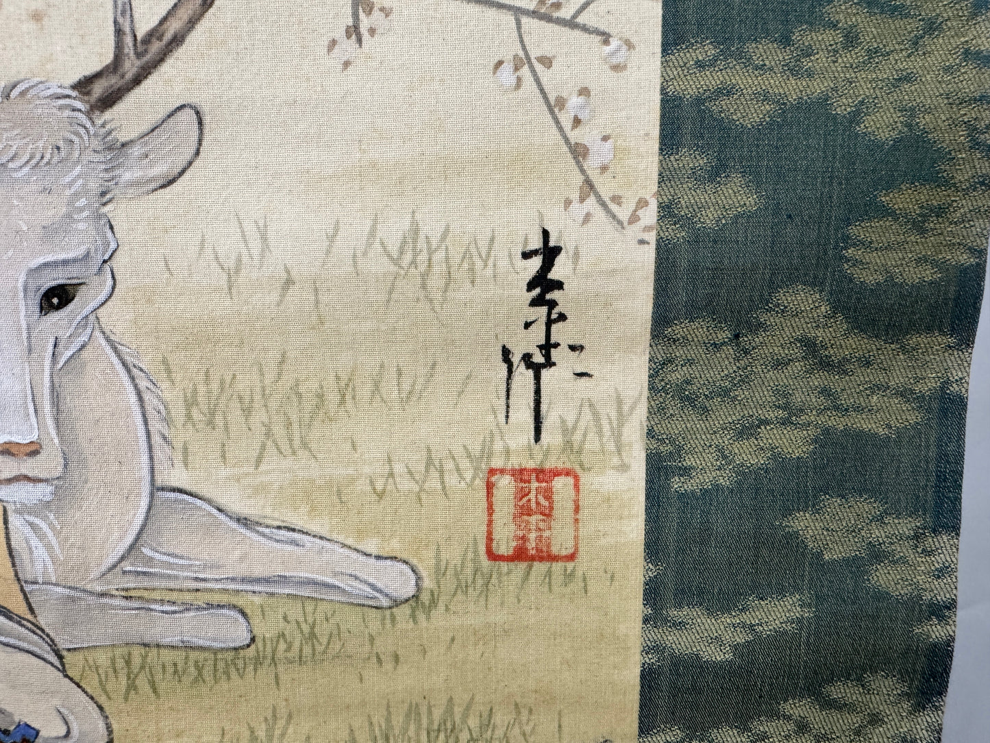 Y10159 KAKEJIKU Hanging scroll Jurojin God of Longevity signed Japan antique