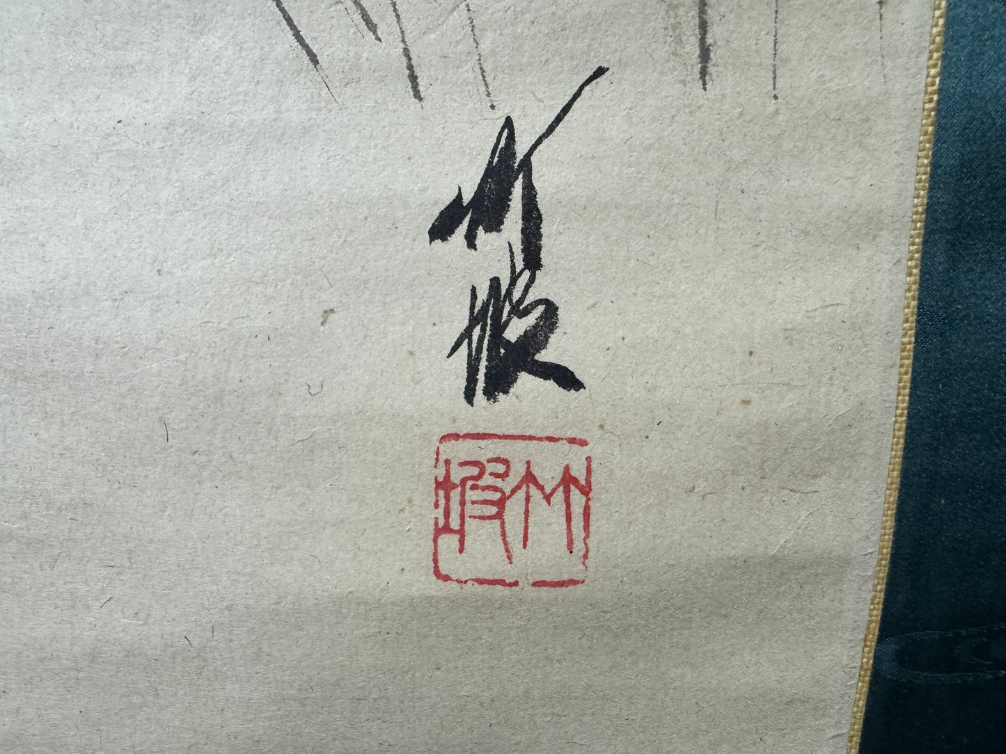 Y10160 KAKEJIKU Hanging scroll Fox animal signed Japan antique interior decor