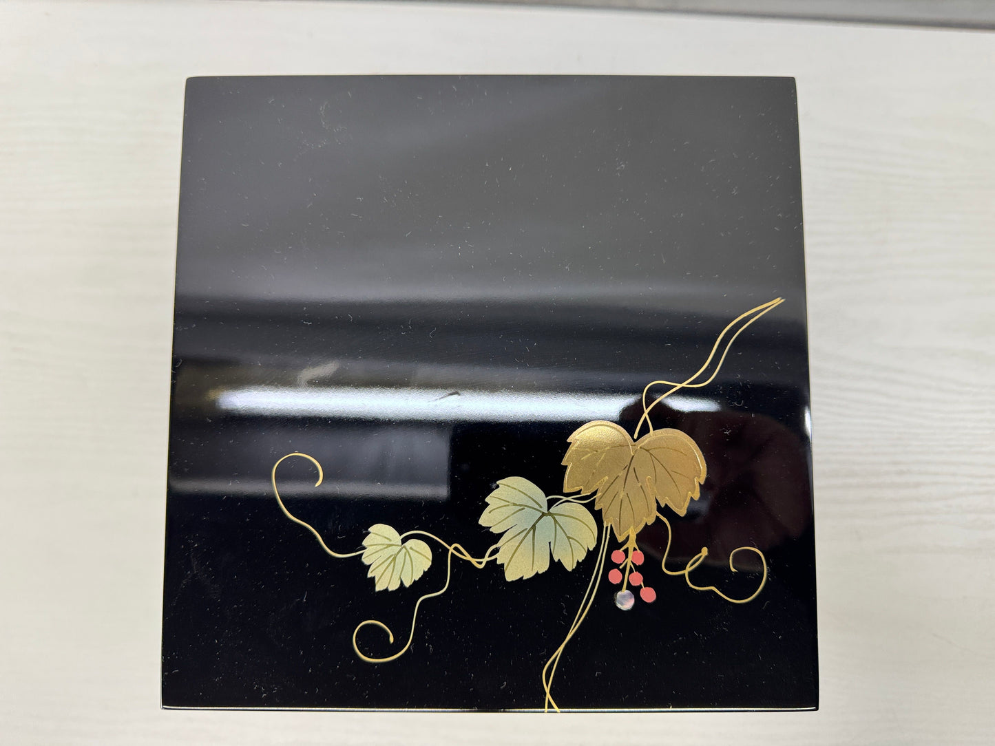 Y10163 TANSU 2-tiered small drawer Makie signed Japan antique storage furniture