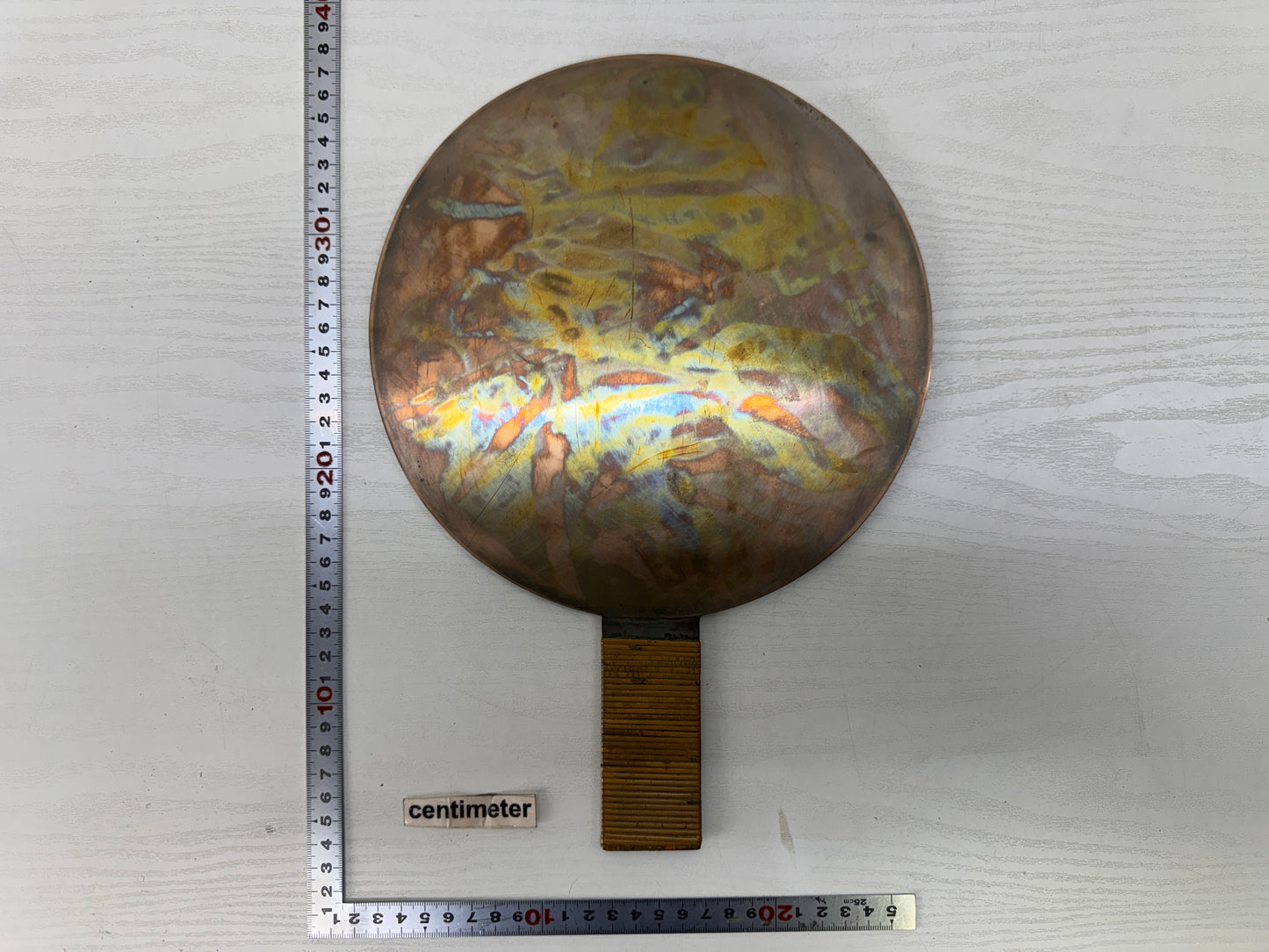Y10165 KAGAMI Old mirror signed box Japan antique grooming appearance check