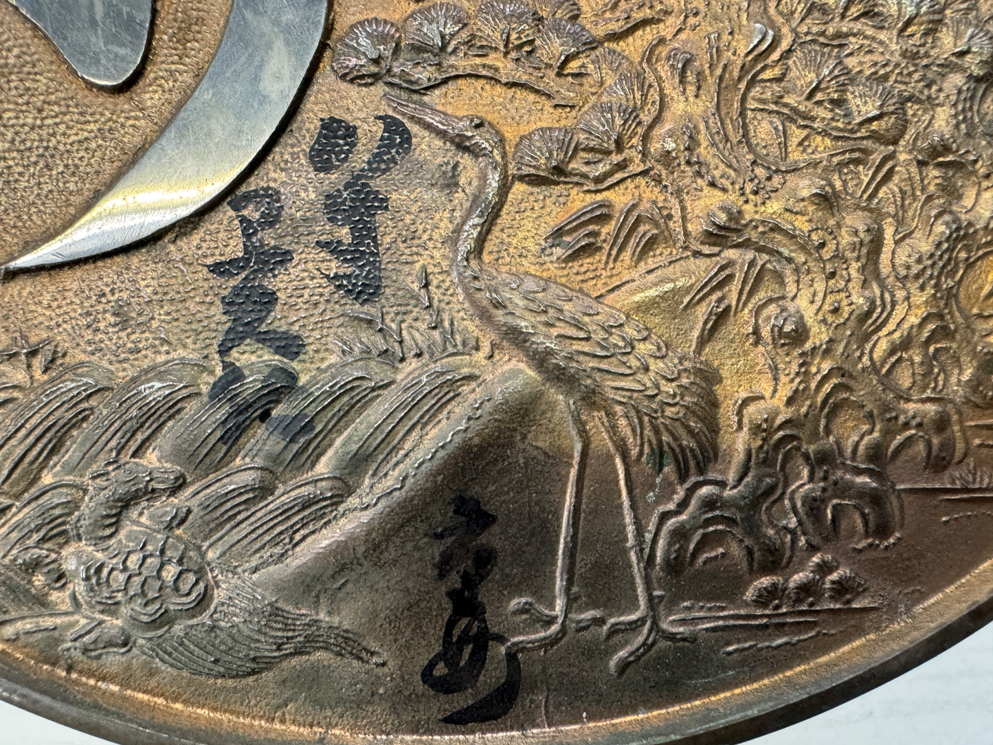 Y10165 KAGAMI Old mirror signed box Japan antique grooming appearance check