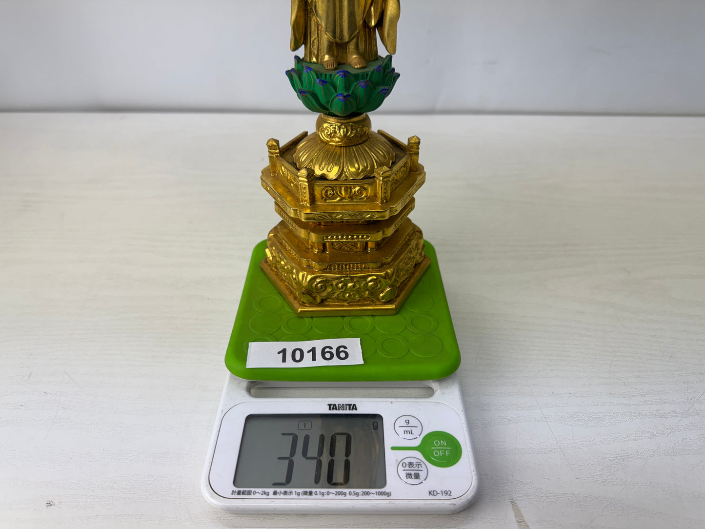 Y10166 STATUE wood carving painted Amida Buddha figurine Japan antique Buddhism