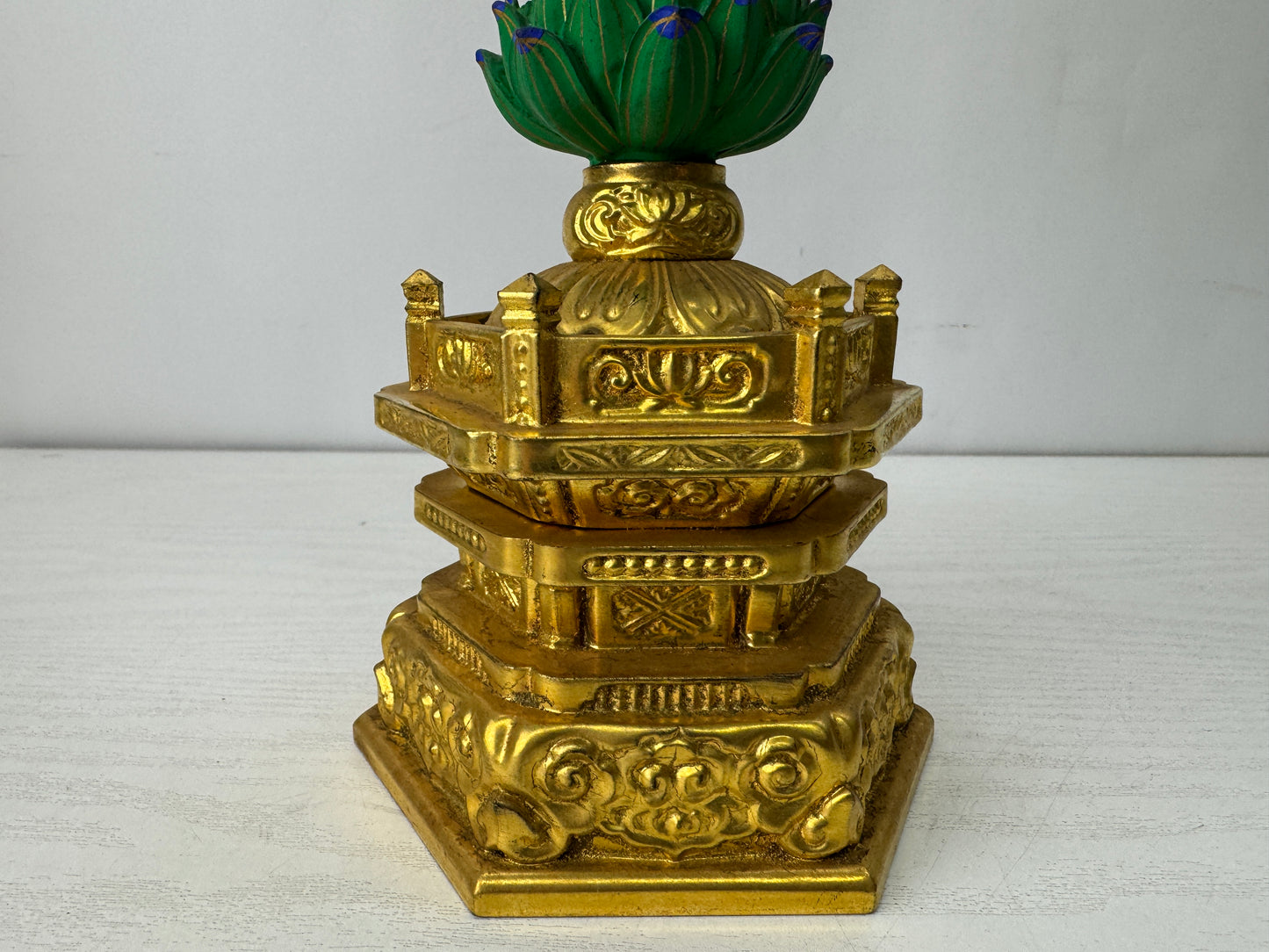 Y10166 STATUE wood carving painted Amida Buddha figurine Japan antique Buddhism