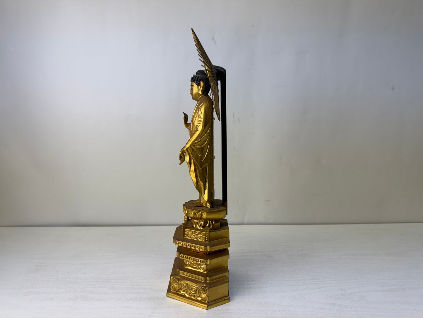 Y10167 STATUE wood carving gold leaf Buddhist figurine  Japan antique Buddhism