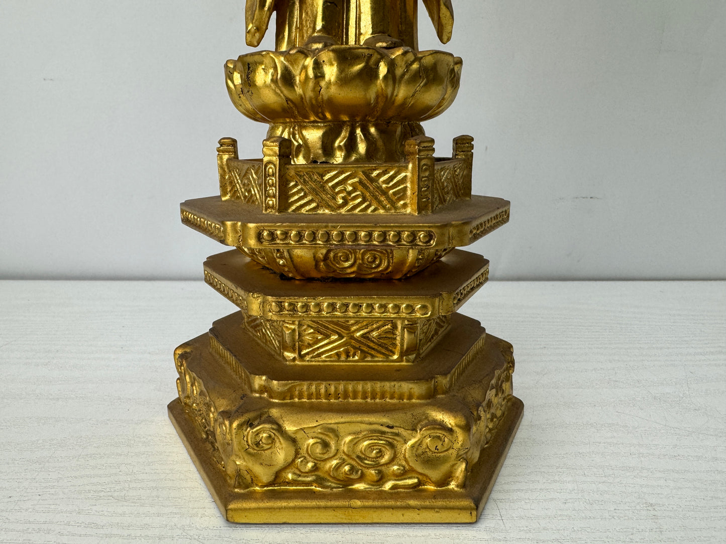 Y10167 STATUE wood carving gold leaf Buddhist figurine  Japan antique Buddhism