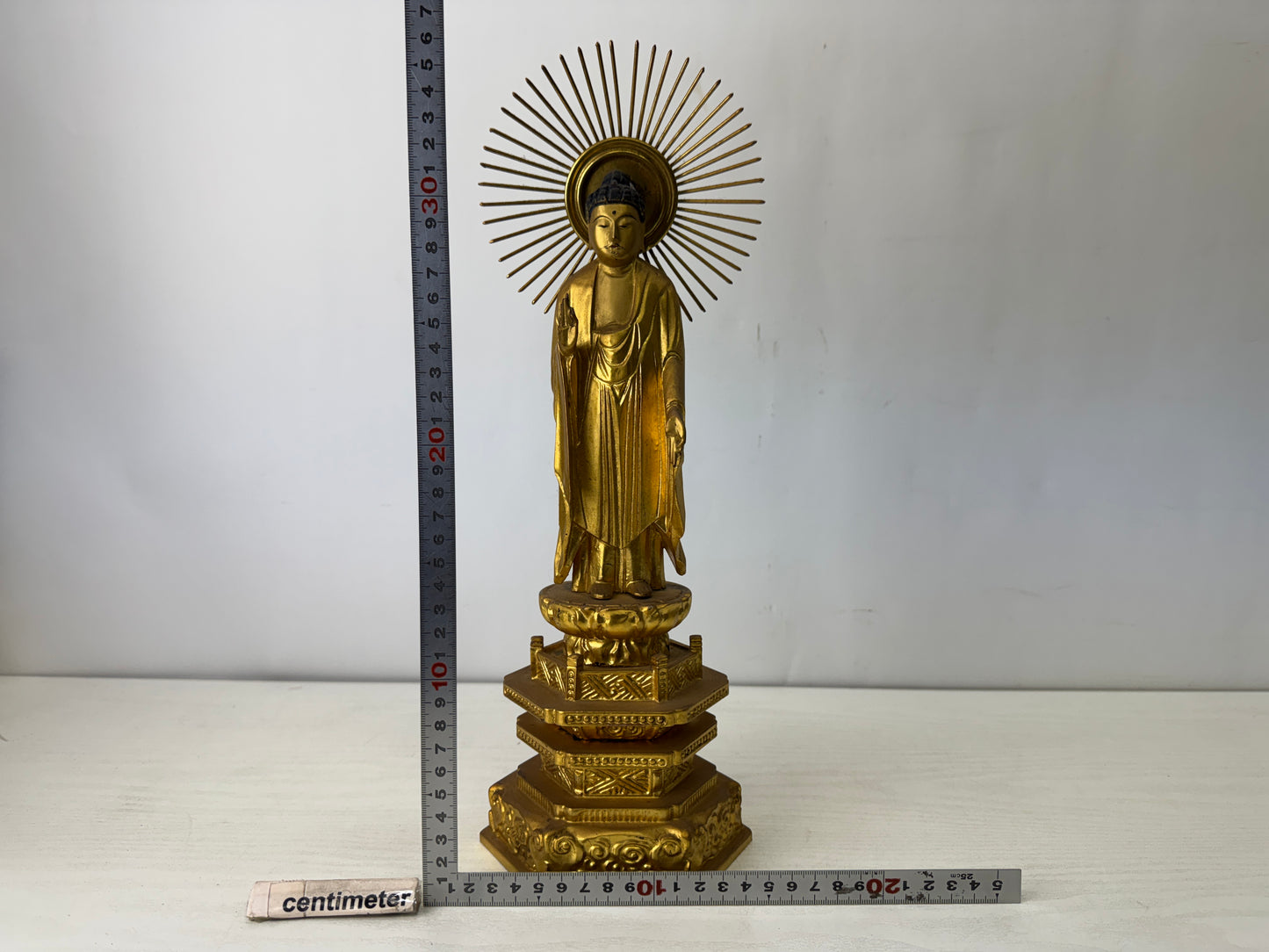 Y10167 STATUE wood carving gold leaf Buddhist figurine  Japan antique Buddhism