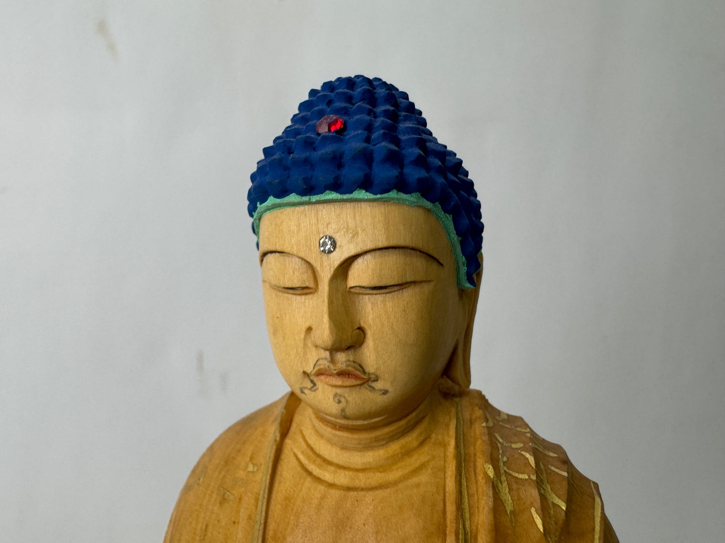 Y10168 STATUE wood carving standing Amida Buddha figurine Japan antique Buddhism