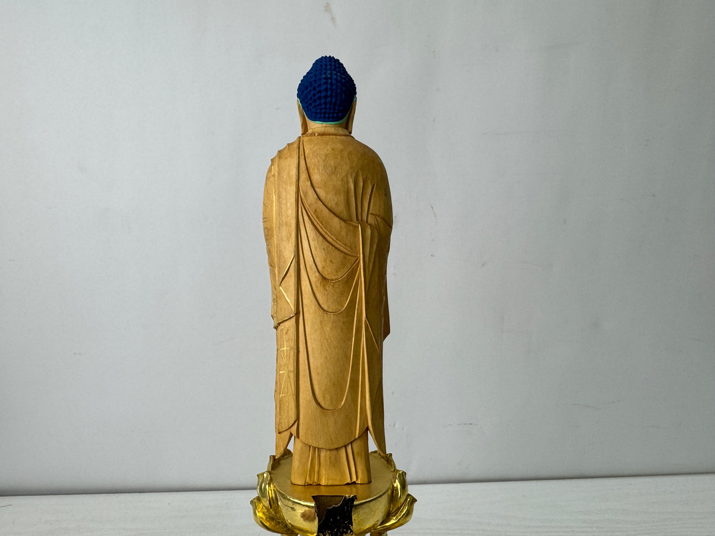 Y10168 STATUE wood carving standing Amida Buddha figurine Japan antique Buddhism