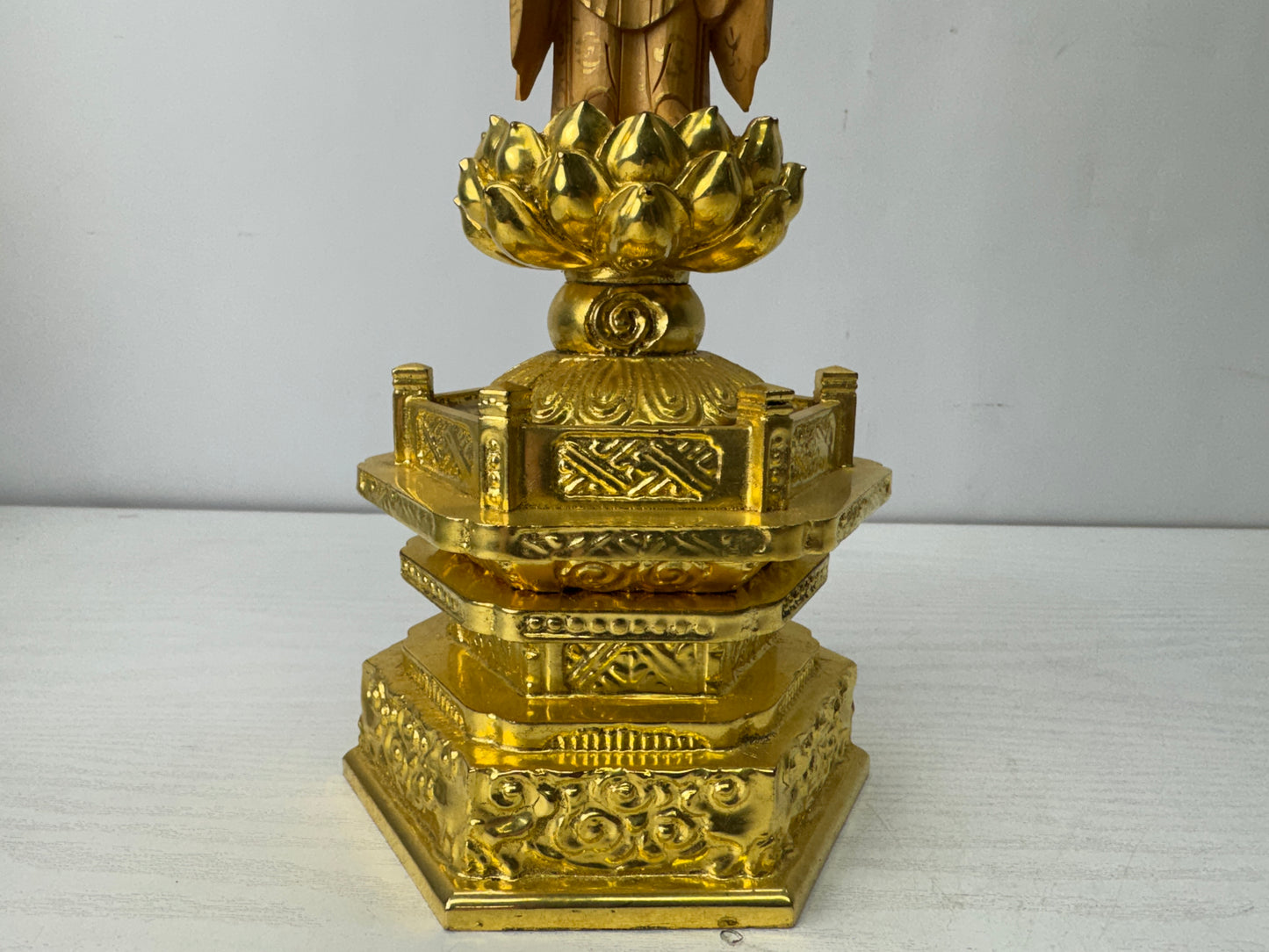 Y10168 STATUE wood carving standing Amida Buddha figurine Japan antique Buddhism