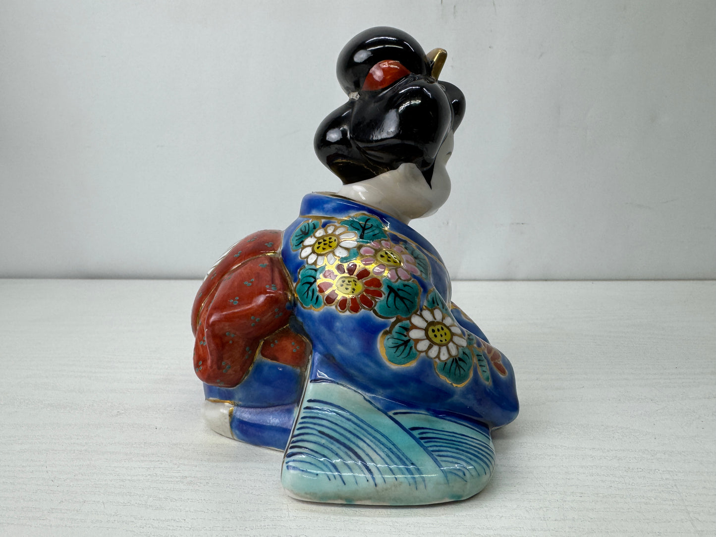 Y10170 OKIMONO Kutani-ware Ofuku figurine kimono beauty Japan antique interior