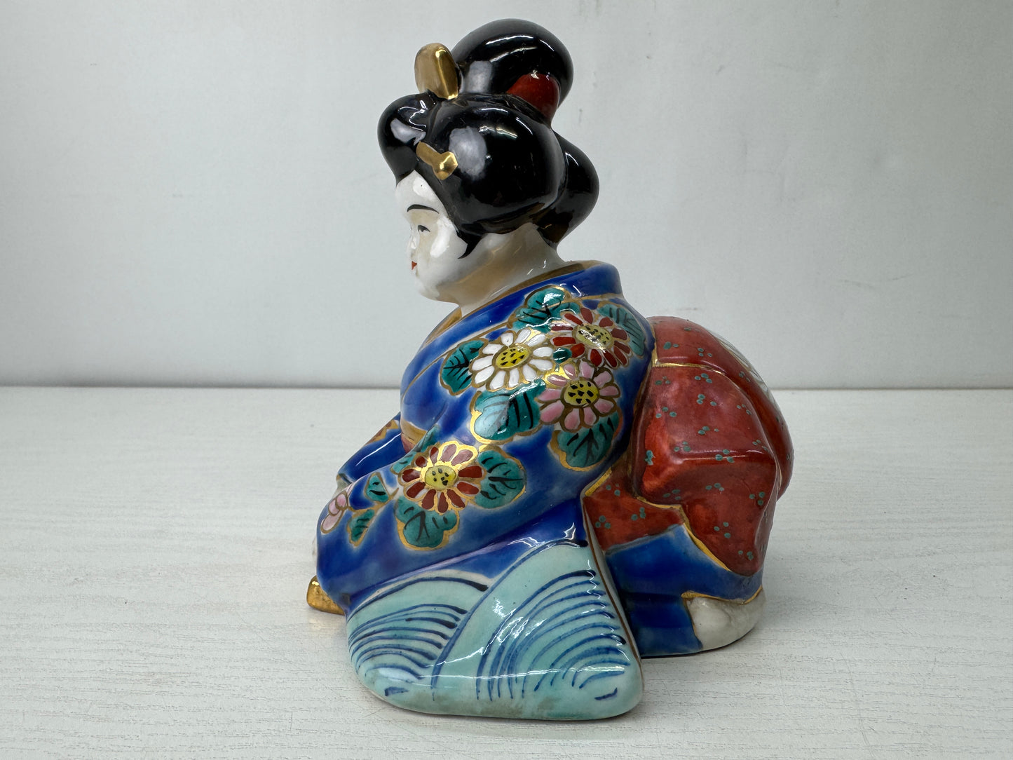 Y10170 OKIMONO Kutani-ware Ofuku figurine kimono beauty Japan antique interior