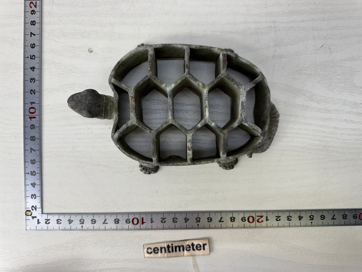 Y10174 KENZAN metal turtle floral frog flower Japan antique ikebana kabin vase