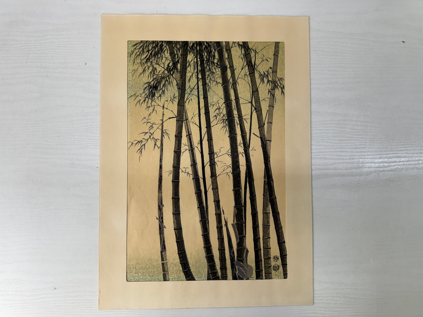 Y10175 WOODBLOCK PRINT Bamboo signed Kotozuka Eiichi Japan Ukiyoe antique art