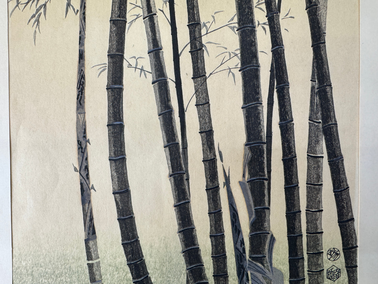 Y10175 WOODBLOCK PRINT Bamboo signed Kotozuka Eiichi Japan Ukiyoe antique art