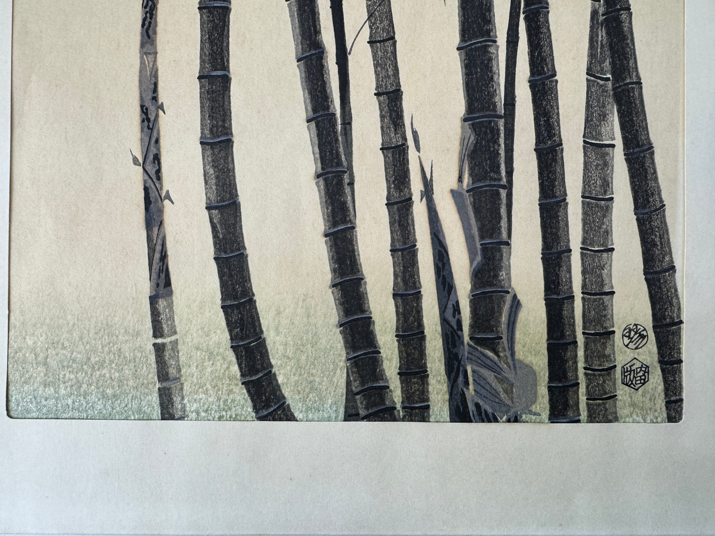 Y10175 WOODBLOCK PRINT Bamboo signed Kotozuka Eiichi Japan Ukiyoe antique art