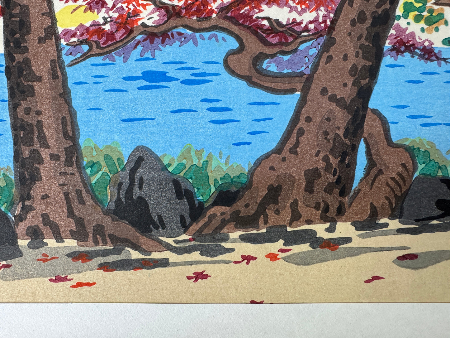 Y10177 WOODBLOCK PRINT Kinkakuji Temple signed Shin-hanga Japan Ukiyoe antique