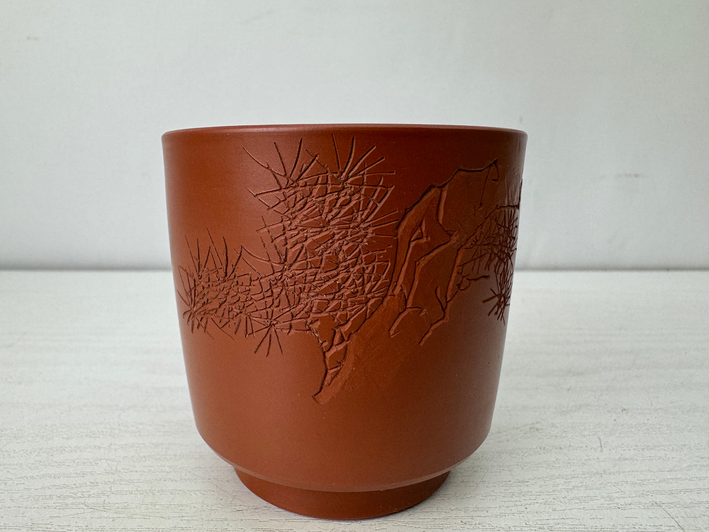 Y10178 YUNOMI Tokoname-ware teacup engraving signed box Japan antique Sencha tea