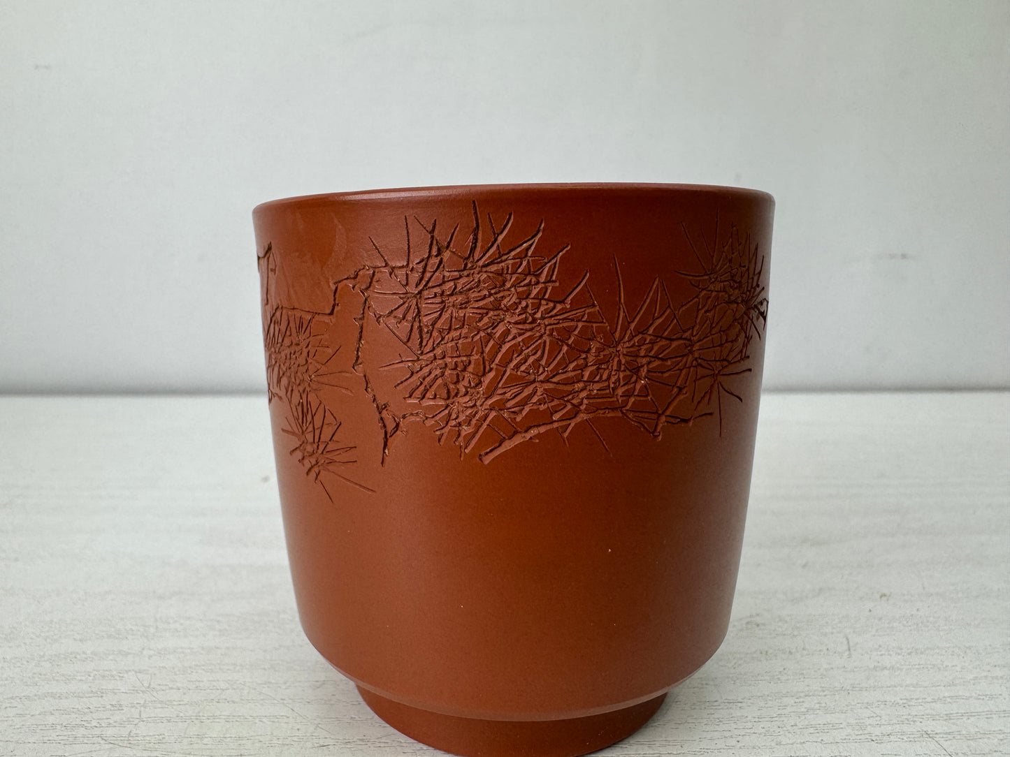 Y10178 YUNOMI Tokoname-ware teacup engraving signed box Japan antique Sencha tea