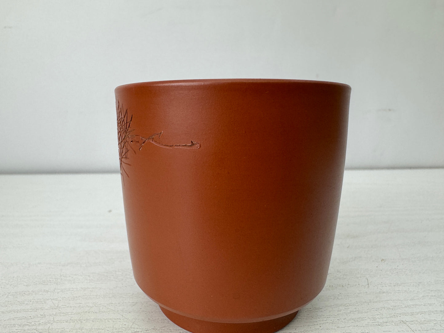 Y10178 YUNOMI Tokoname-ware teacup engraving signed box Japan antique Sencha tea