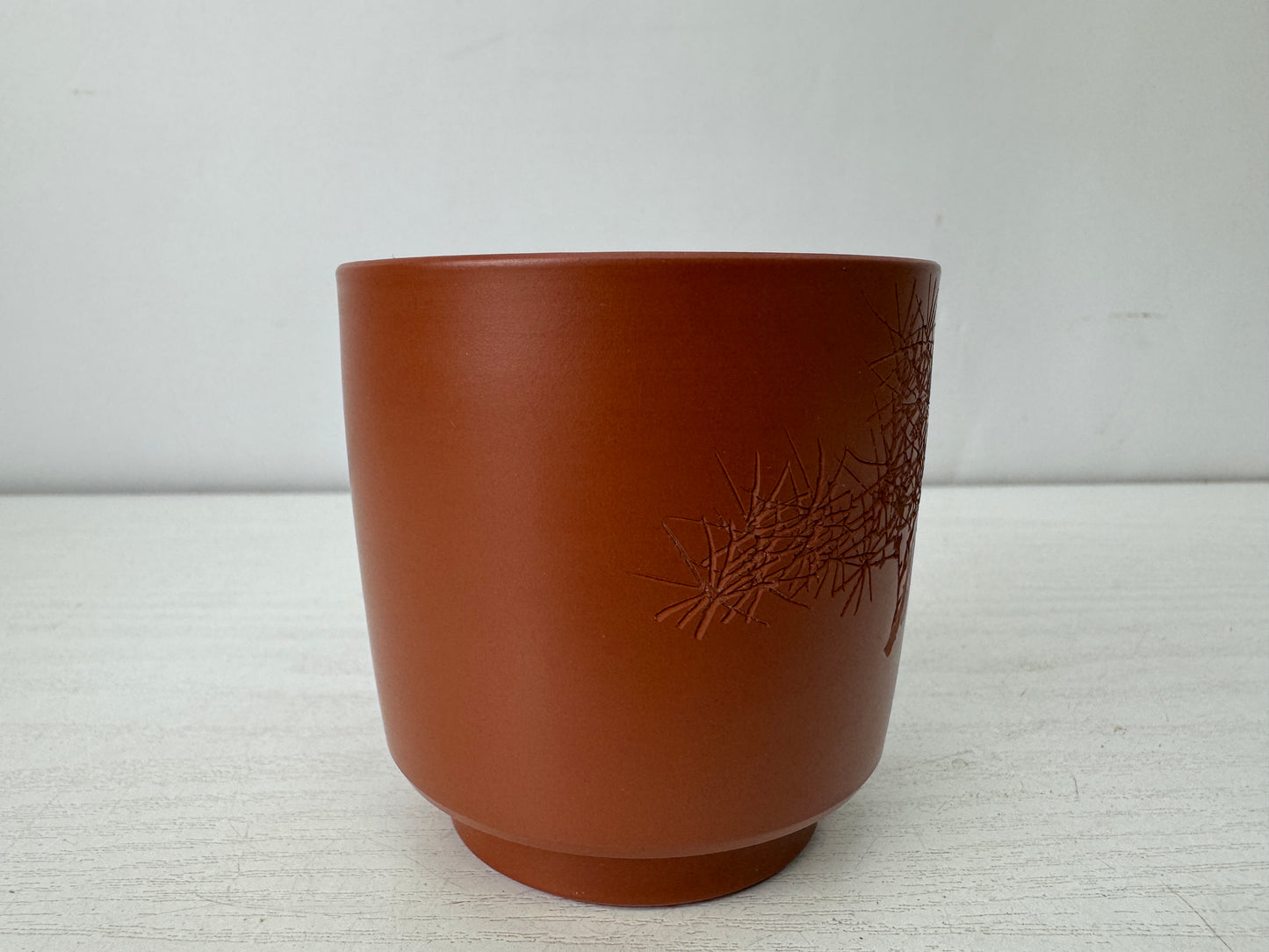 Y10178 YUNOMI Tokoname-ware teacup engraving signed box Japan antique Sencha tea
