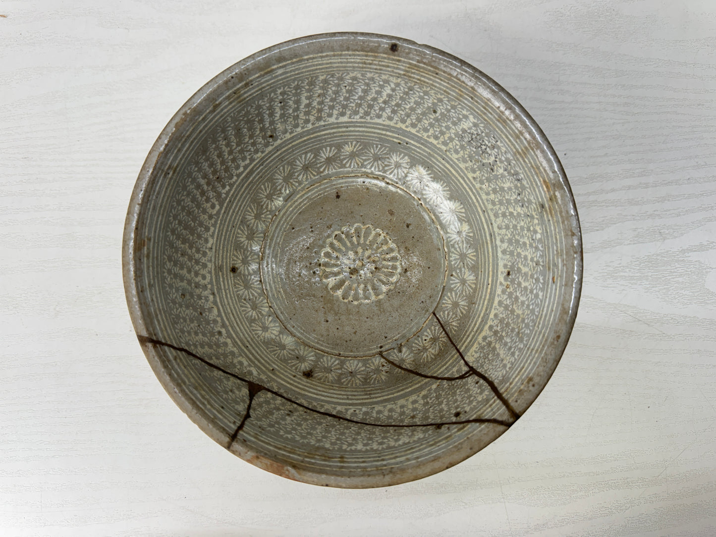 Y10180 CHAWAN Li Dynasty Mishima bowl kintsugi Korea antique tea ceremony teacup