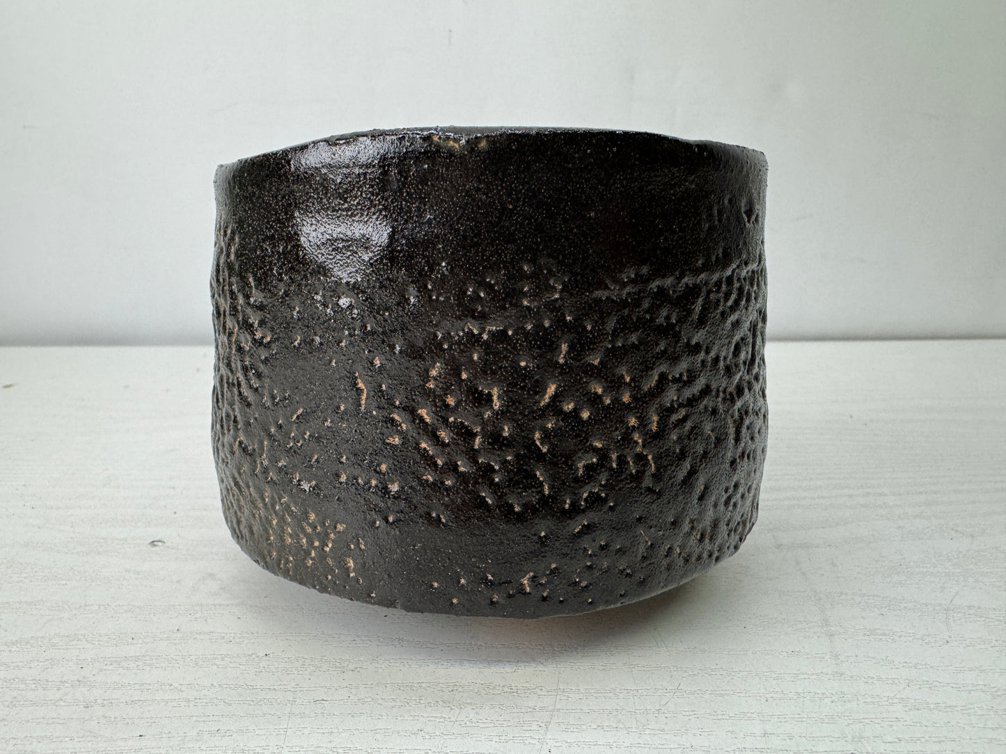 Y10184 CHAWAN Setoguro bowl signed  box Japan antique tea ceremony pottery cu