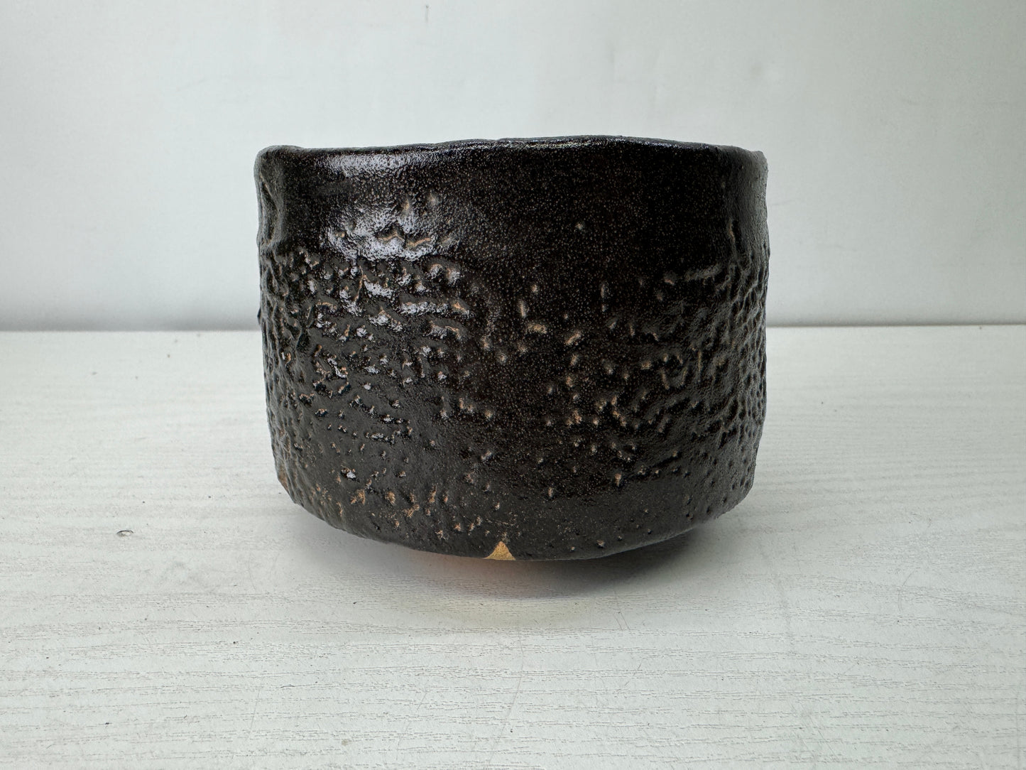 Y10184 CHAWAN Setoguro bowl signed  box Japan antique tea ceremony pottery cu