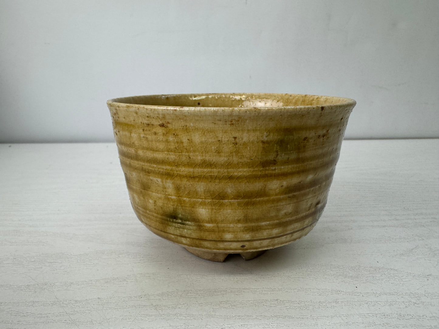 Y10185 CHAWAN Kiseto-ware bowl signed box Japan antique tea ceremony pottery cup