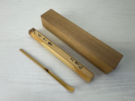 Y10205 CHASHAKU Bamboo scoop spoon signed box Japan Tea Ceremony utensil antique