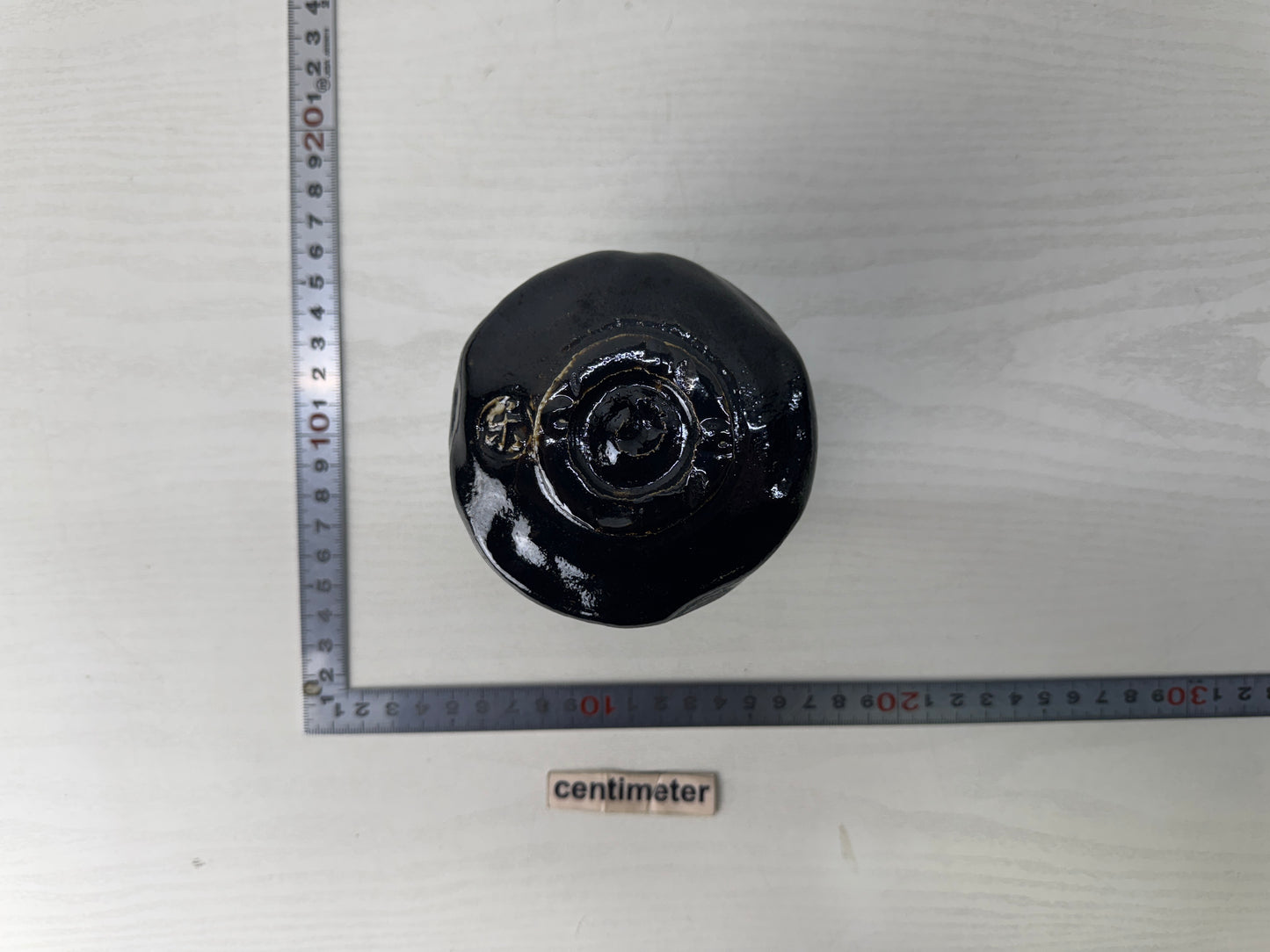 Y10211 CHAWAN Raku-ware black tube bowl signed box Japan antique tea ceremony