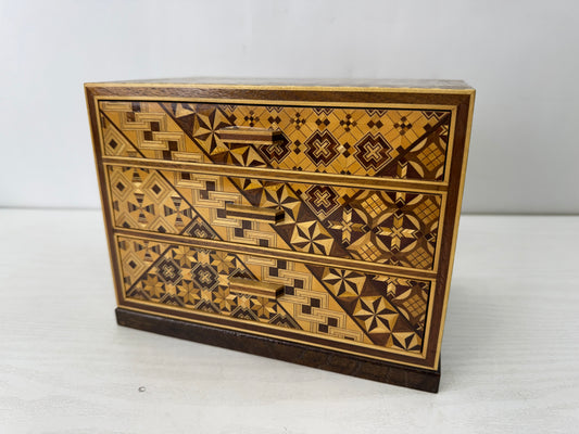 Y10217 TANSU 3-tier small drawer accessory case Japan antique storage furniture