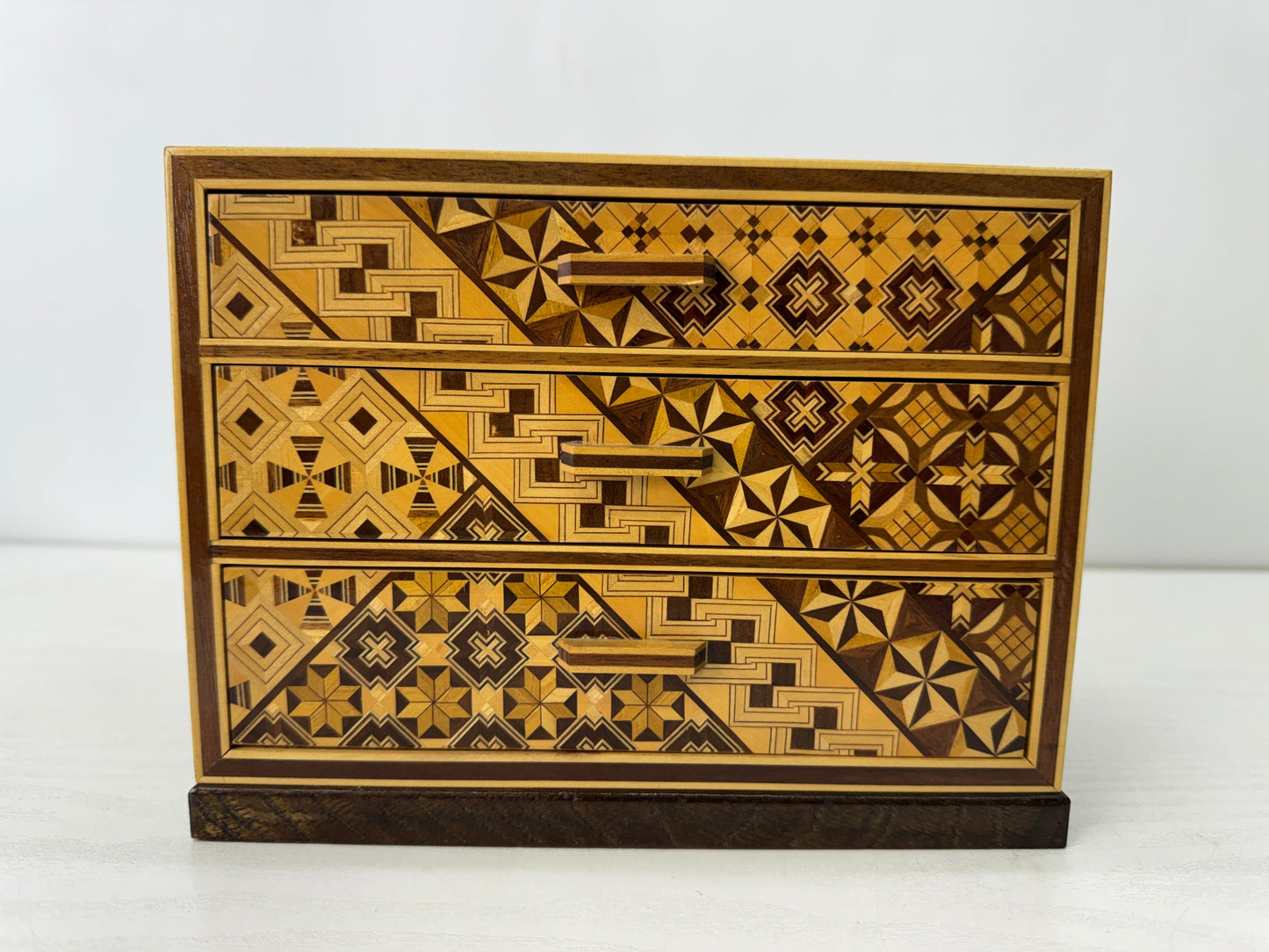 Y10217 TANSU 3-tier small drawer accessory case Japan antique storage furniture