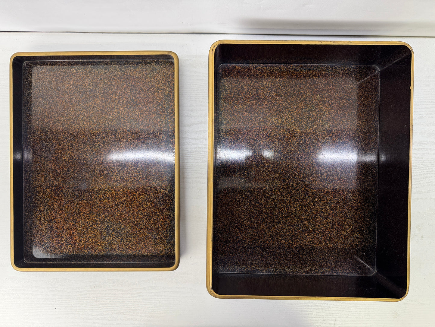 Y10219 BOX Kinkakuji temple Makie Letter case Japan antique container storage