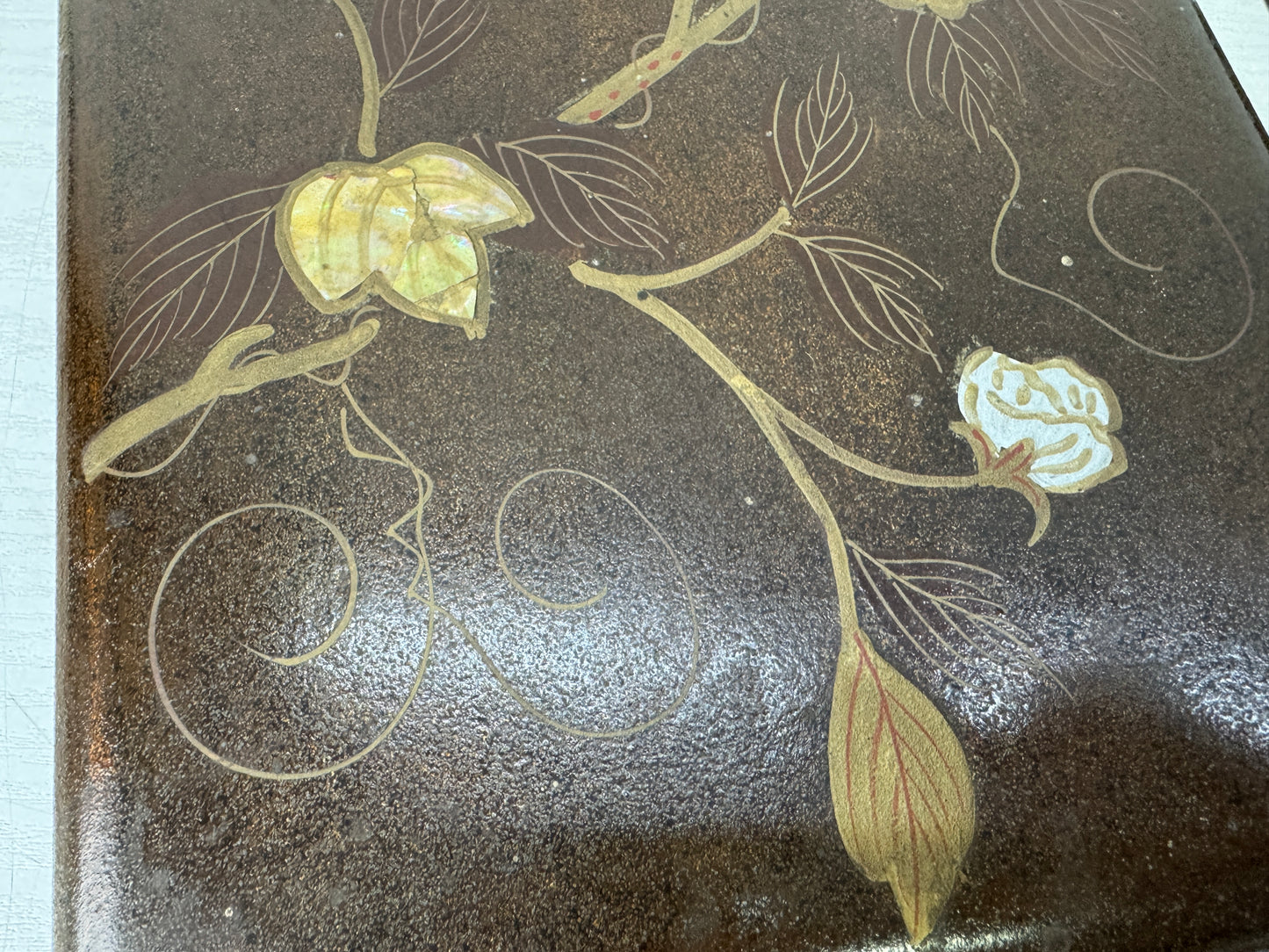Y10221 BOX Makie Suzuri inkstone case Flower Butterfly Japan antique container