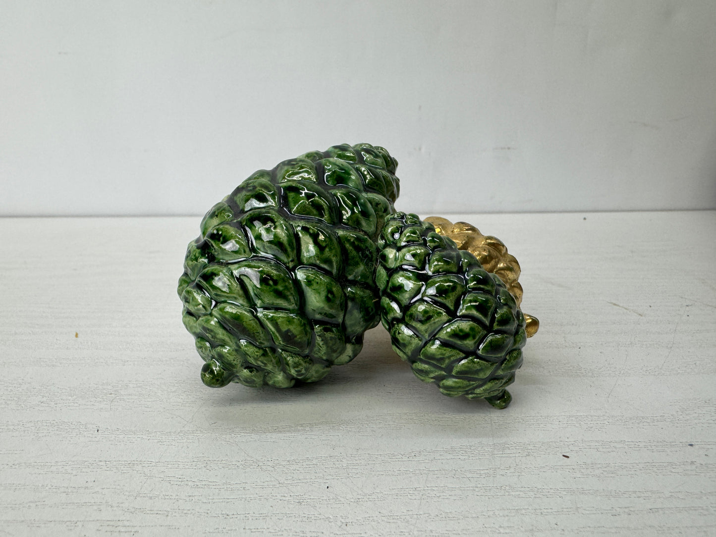 Y10222 OKIMONO Kyo-ware Pine cone figurine ornament signed box Japan antique
