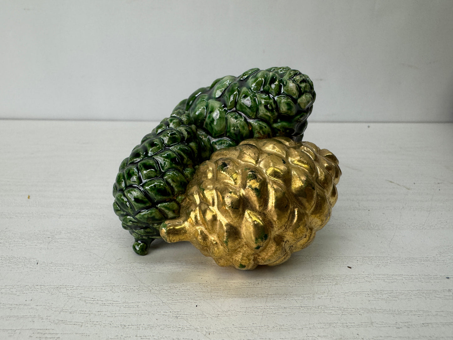 Y10222 OKIMONO Kyo-ware Pine cone figurine ornament signed box Japan antique