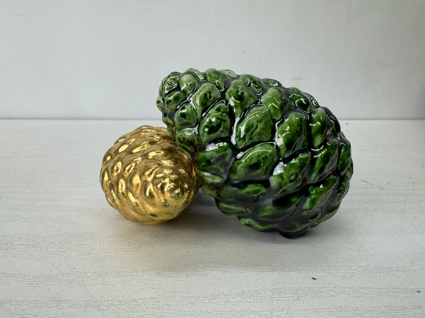 Y10222 OKIMONO Kyo-ware Pine cone figurine ornament signed box Japan antique