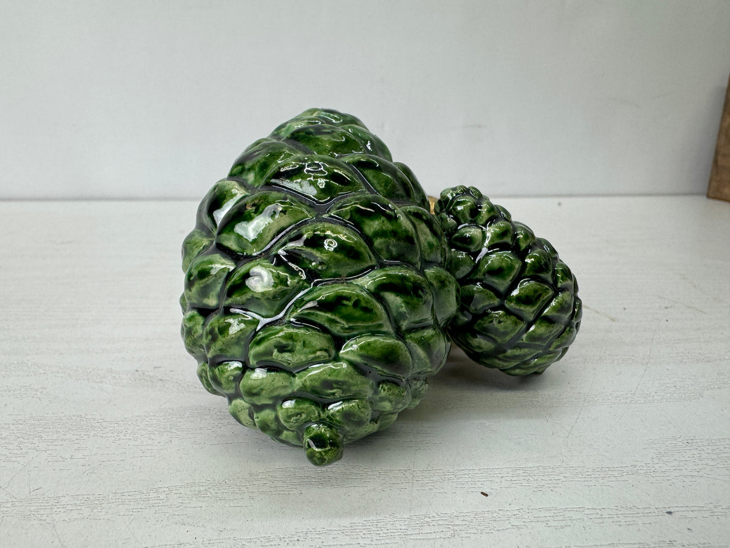 Y10222 OKIMONO Kyo-ware Pine cone figurine ornament signed box Japan antique