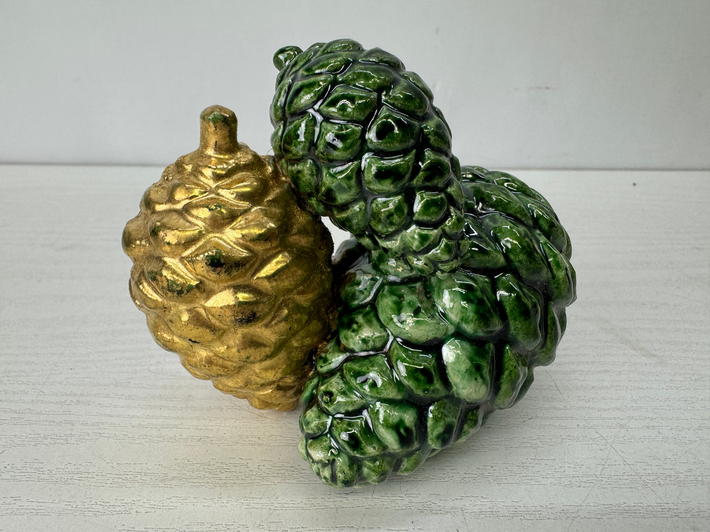 Y10222 OKIMONO Kyo-ware Pine cone figurine ornament signed box Japan antique