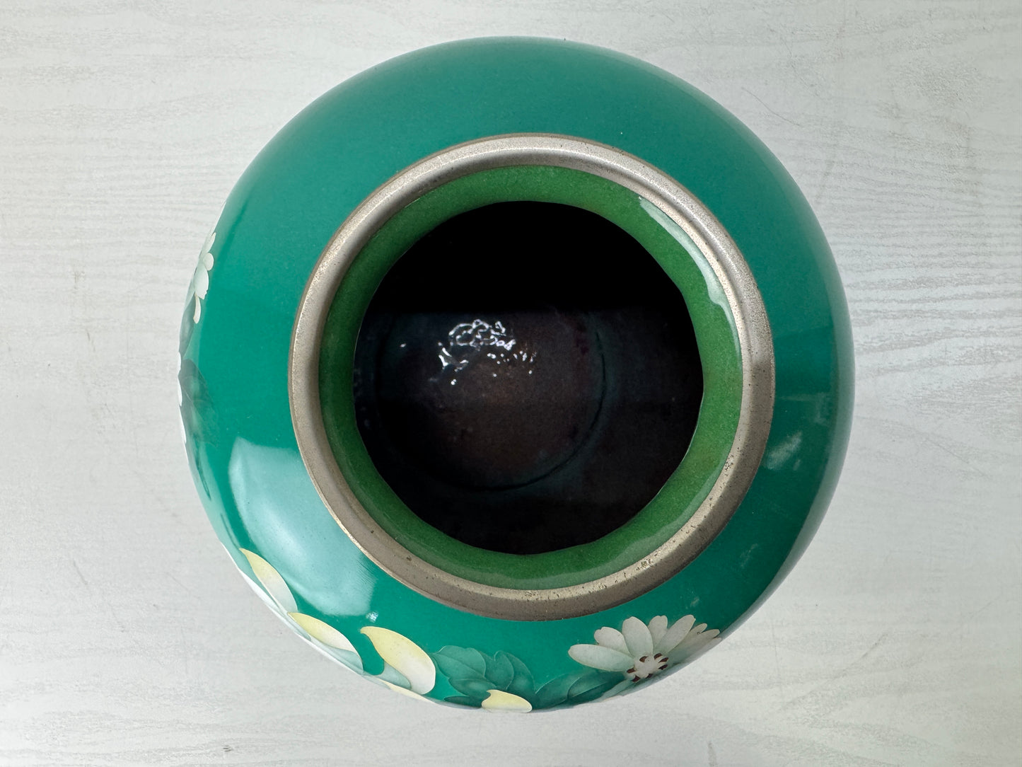 Y10227 FLOWER VASE Cloisonne light green Japan antique ikebana floral interior