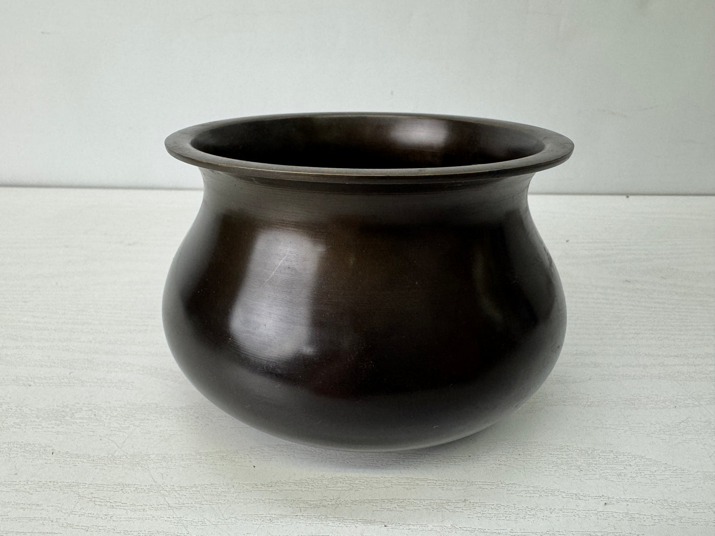 Y10231 KENSUI copper water jar pot signed Japan antique tea ceremony utensils
