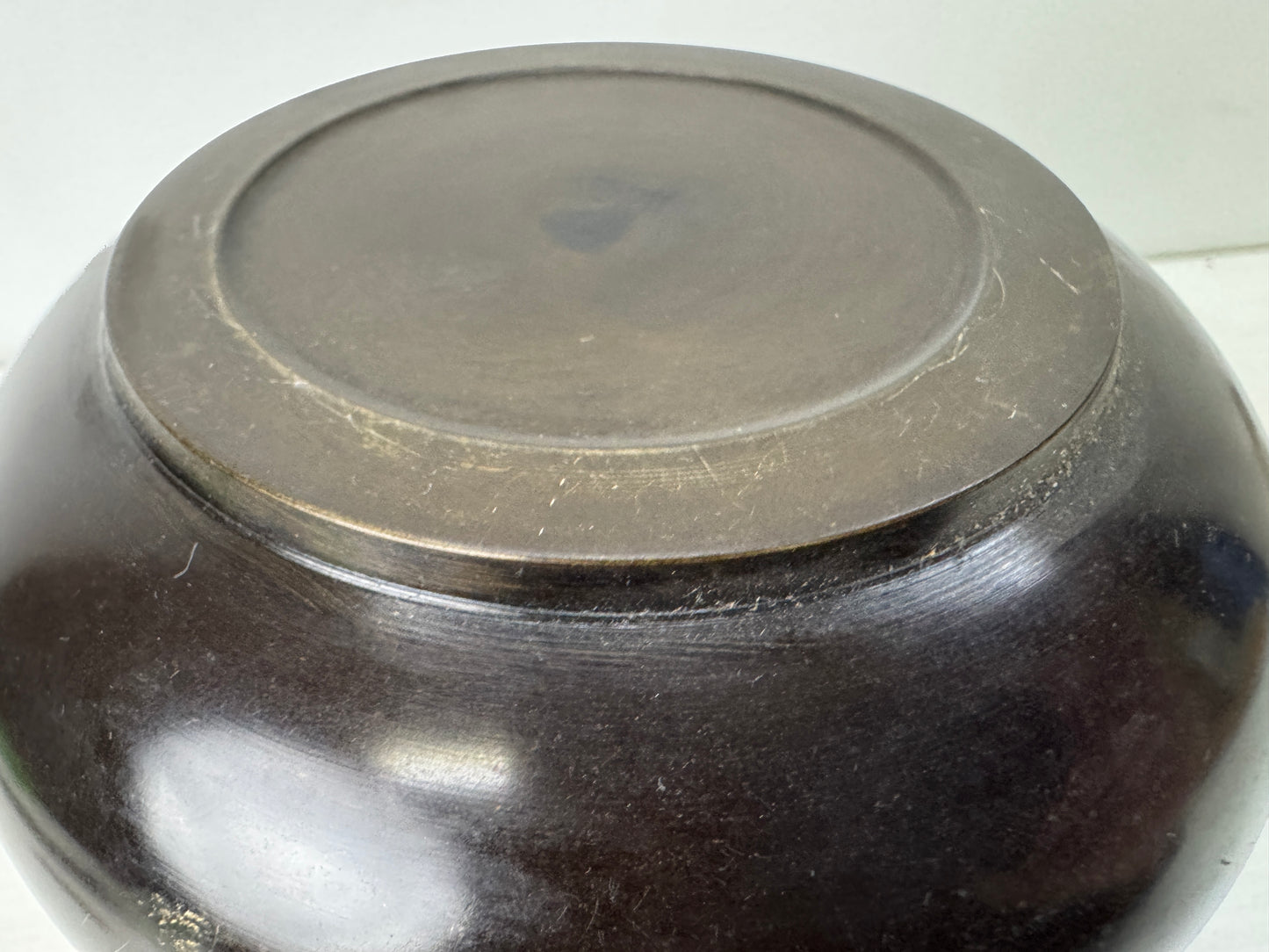 Y10231 KENSUI copper water jar pot signed Japan antique tea ceremony utensils