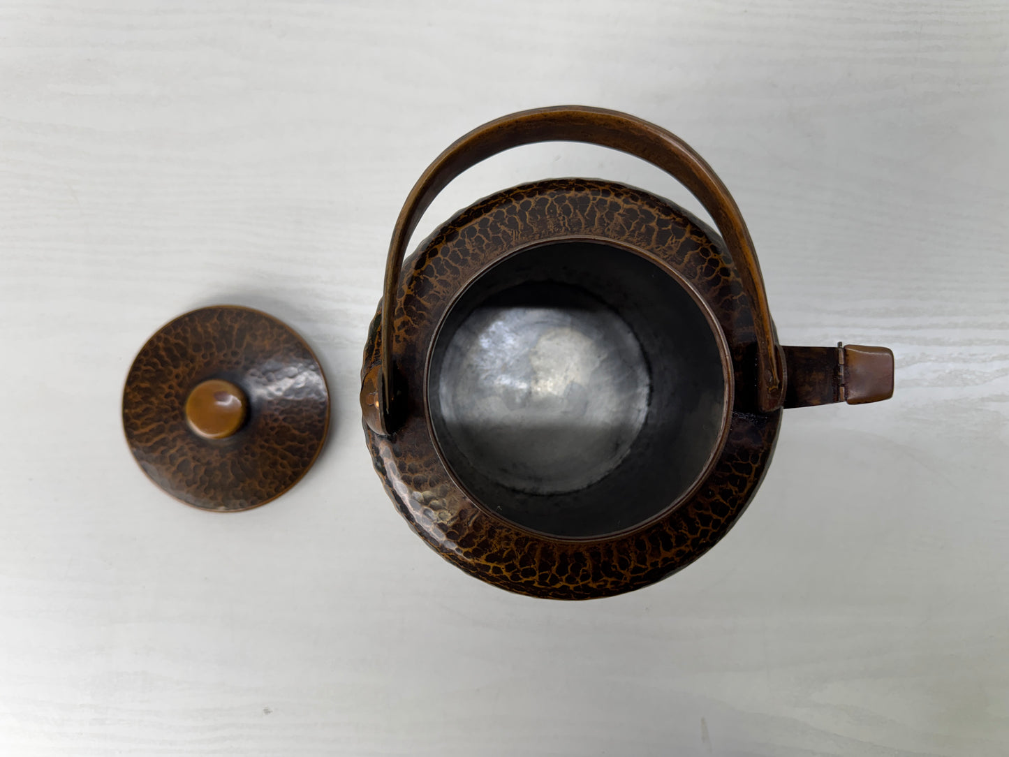 Y10232 KETTLE copper tea pot teapot hammered finish Japan antique kitchenware