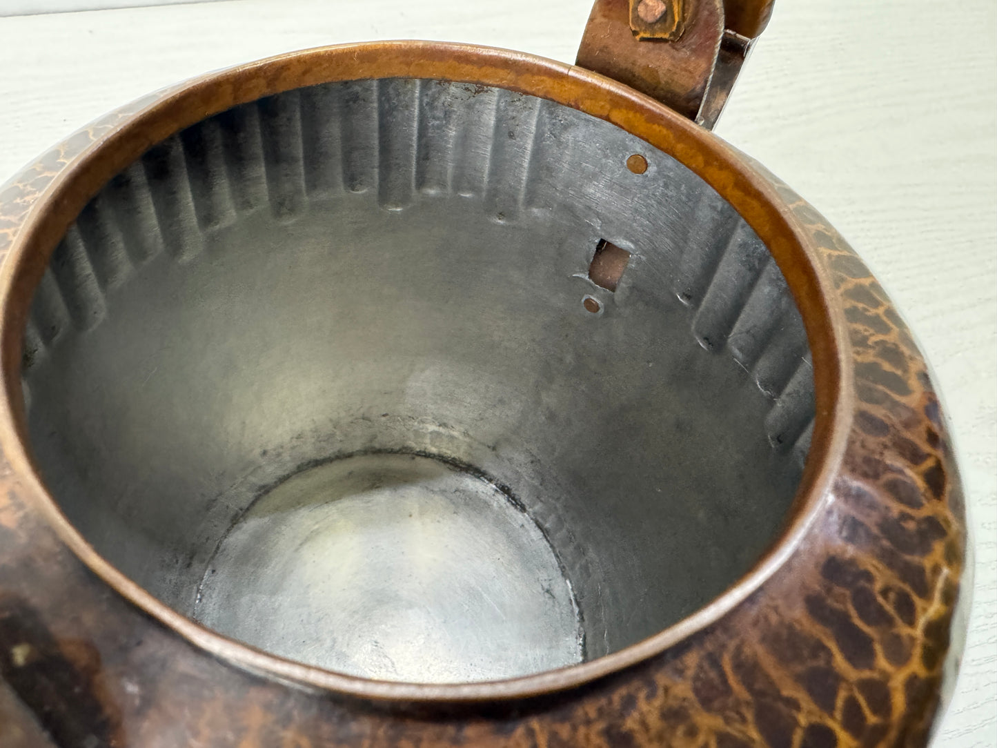 Y10232 KETTLE copper tea pot teapot hammered finish Japan antique kitchenware