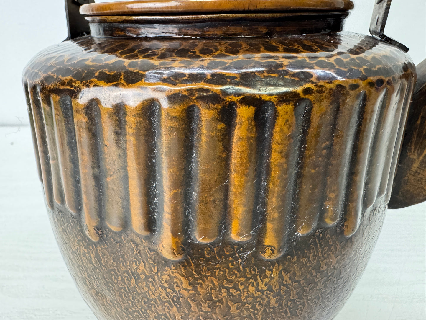 Y10232 KETTLE copper tea pot teapot hammered finish Japan antique kitchenware