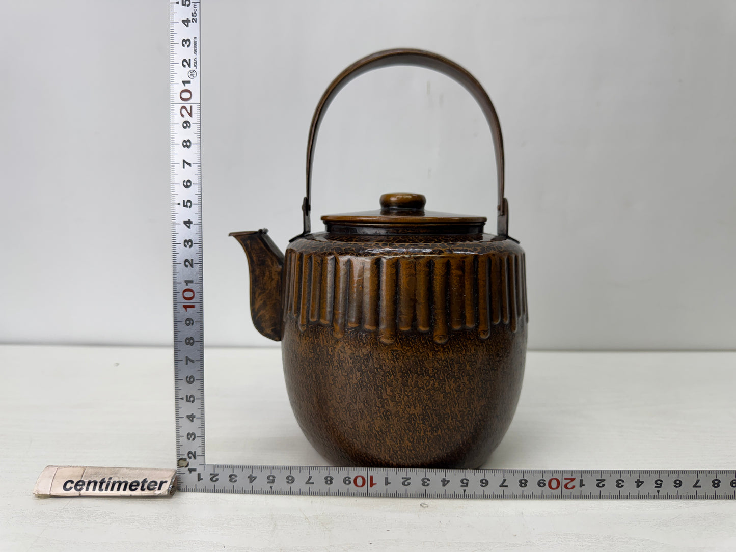 Y10232 KETTLE copper tea pot teapot hammered finish Japan antique kitchenware