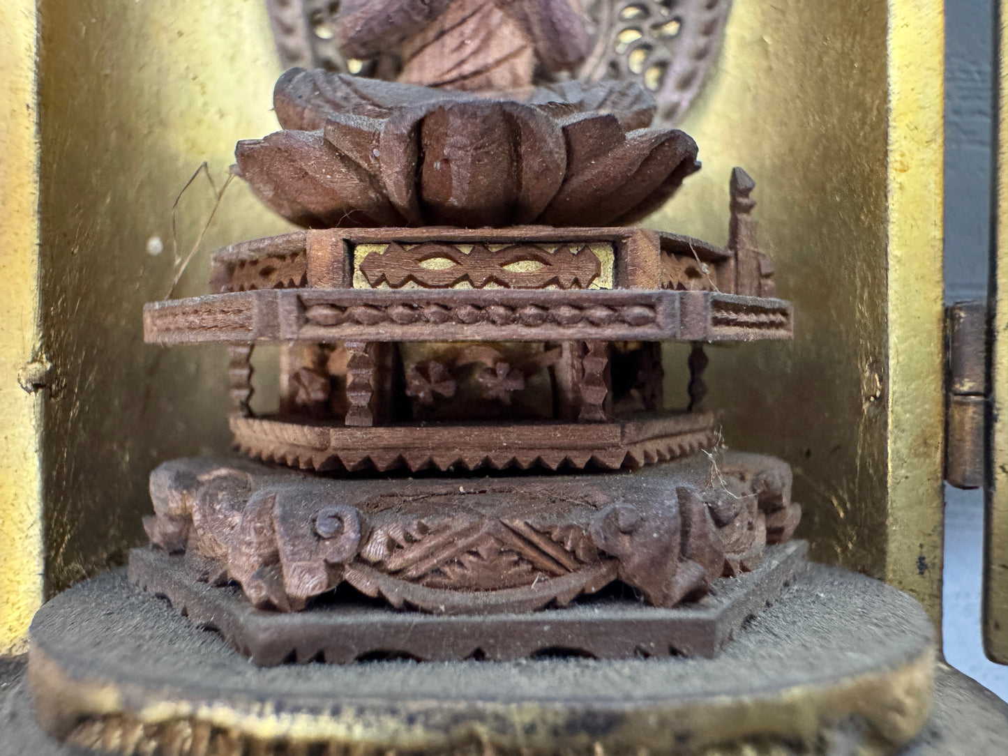 Y10235 STATUE small Kannon Bodhisattva figurine shrine Japan antique Buddhism