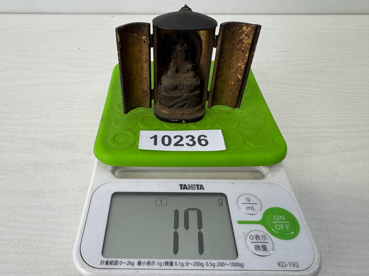 Y10236 STATUE small portable Manjusri Bodhisattva figurine shrine Japan antique