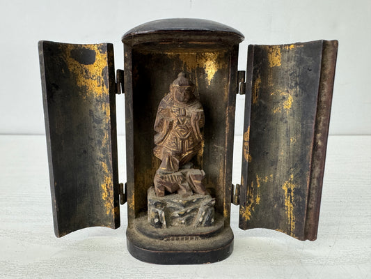 Y10237 STATUE small pocket Buddha figurine shrine Japan antique Buddhism art
